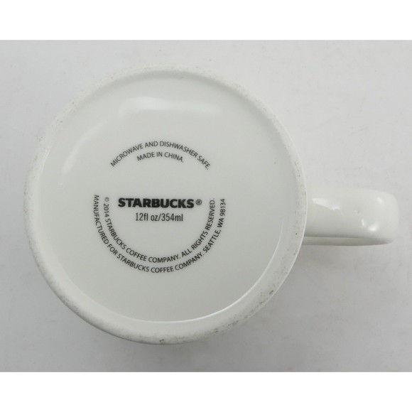 Starbucks Red Flower Starburst on White Mug - 2014 Starbucks Coffee Company Cup - Picture 5 of 6